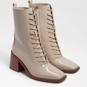 Sam Edelman Cream Lace-Up Boots
